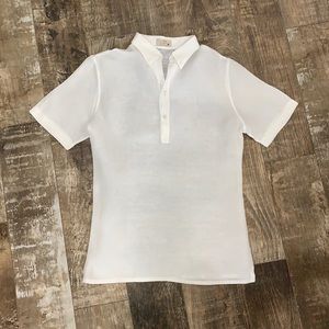 Men's White Short-Sleeve Button-Down Polo Shirt